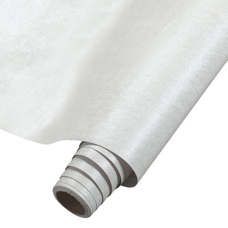 PVC自粘墙纸防水防潮加厚纯色壁纸卧室背景墙饰装墙贴米黄欧式花