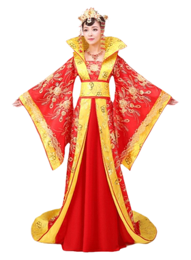 红色唐制大码贵妃汉服皇后服装女