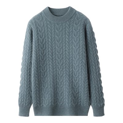 加厚100%纯羊毛衫男士提花毛衣