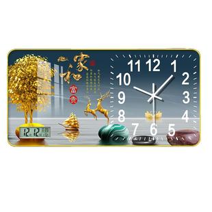 钟表挂钟客厅2025新款装饰画万年历电子钟家用挂画时钟挂墙表智能