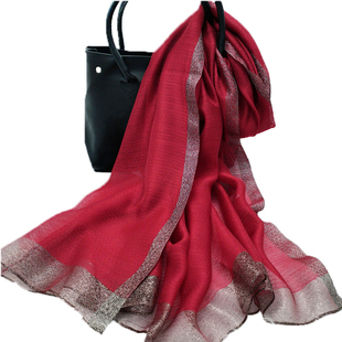 真丝丝巾女红色围巾结婚妈妈婚礼配旗袍的披肩喜婆婆洋气高档纱巾