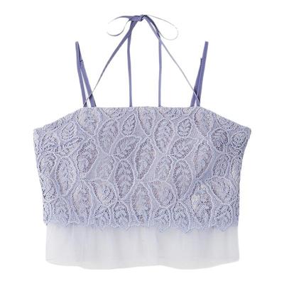 SNIDEL春夏款优雅雪纺下摆蕾丝钩花吊带背心上衣SWFB252005