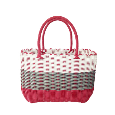 包邮外贸购物篮塑料管菜篮子洗澡篮宠物篮收纳篮手工编织手提篮子