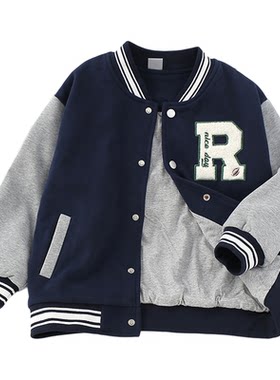 男童双层棒球服外套秋冬休闲开衫