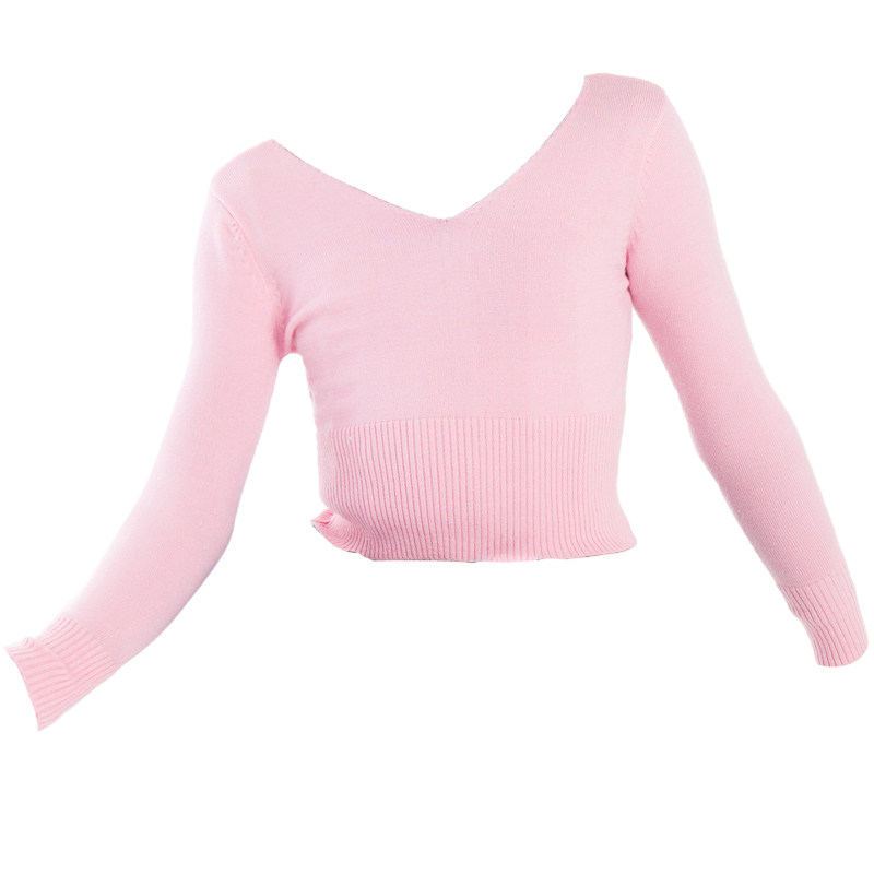 儿童舞蹈练功服兔绒长袖套头毛衣秋冬女童舞蹈服装圆领毛衣少儿