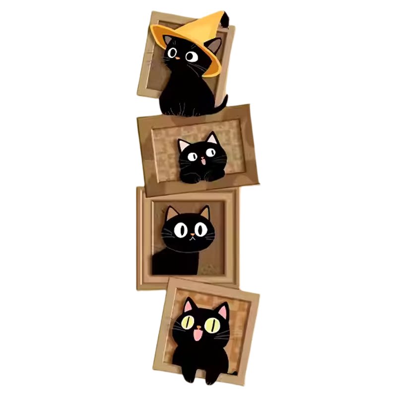 中古风猫咪发光装饰画玄关卧室