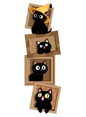 中古风猫咪发光装饰画玄关卧室