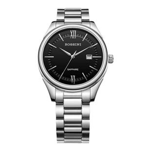 罗西尼手表男精钢表带日历腕表石英表间金男表夜光男表6577