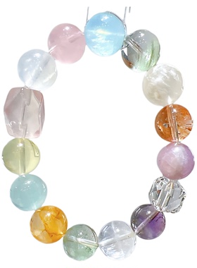 天然多宝马卡龙12mm圆珠单圈手链夏天DIY小众设计款编织手串