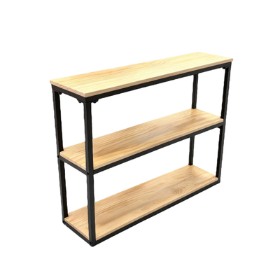 实木双层置物架铁艺靠墙窄桌子