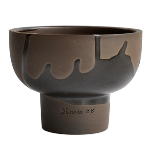 黑陶兰花陶瓷花盆蝴蝶兰高脚多肉块根苔藓山乌龟陶土粗陶陶盆小