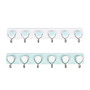 茶花挂钩一排强力粘胶免打孔厨房门后墙壁挂衣架浴室承重粘钩贴墙