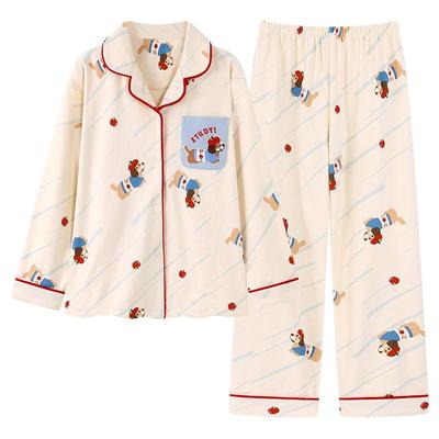 猫人珊瑚绒睡衣女款秋冬季可外穿