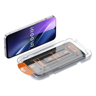 适用于vivoiQOOU3钢化膜新款无尘仓防指纹防摔耐刮手机膜iQOOU3X高清抗蓝光保护膜vivo全屏自动除尘贴膜神器