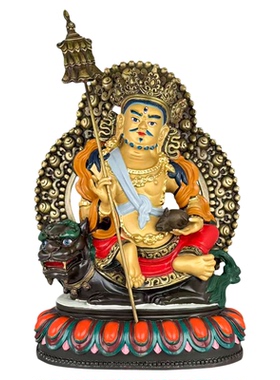 黄铜彩绘财宝天王像工艺品摆件