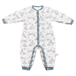 QuincyMae童装小童棉服连体衣夏秋新款自发热儿童碎花棉服家居服