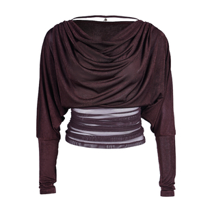 贝蒂荡领上衣蝙蝠袖拉丁舞国标舞女练功服2025新款长袖舞蹈服BD33