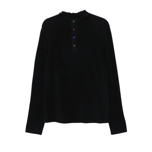 MOVEUP幻走2025冬季新款双面德绒小高领撞色保暖休闲短款T恤女