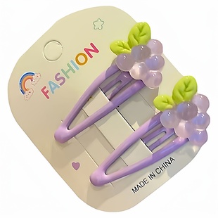 (紫色儿童侧边夹头饰发夹)发卡碎发夹不伤发可爱女孩水果刘海bb夹