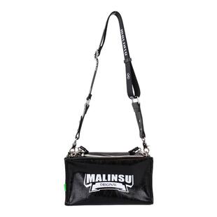 Din 新款方型枕头包休闲潮范牛皮单肩宽肩带女包纯色字母斜挎小包