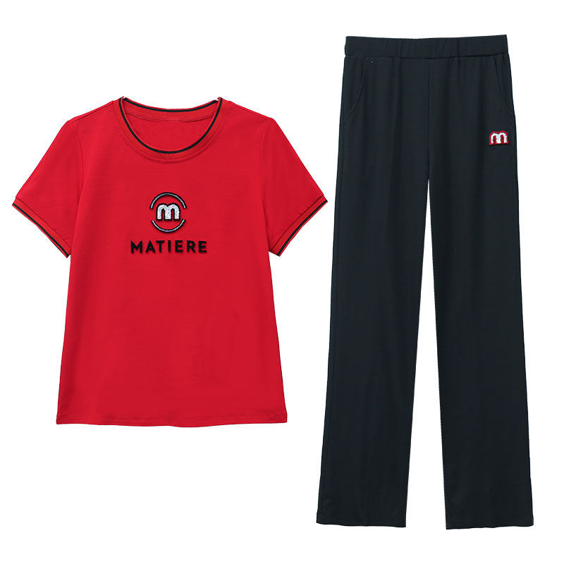 圆领薄款运动休闲服套装女两件套