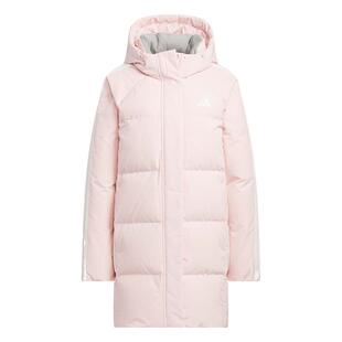 三条纹羽绒服 拒水防风保暖鸭绒中长款连帽休闲女adidas阿迪达斯