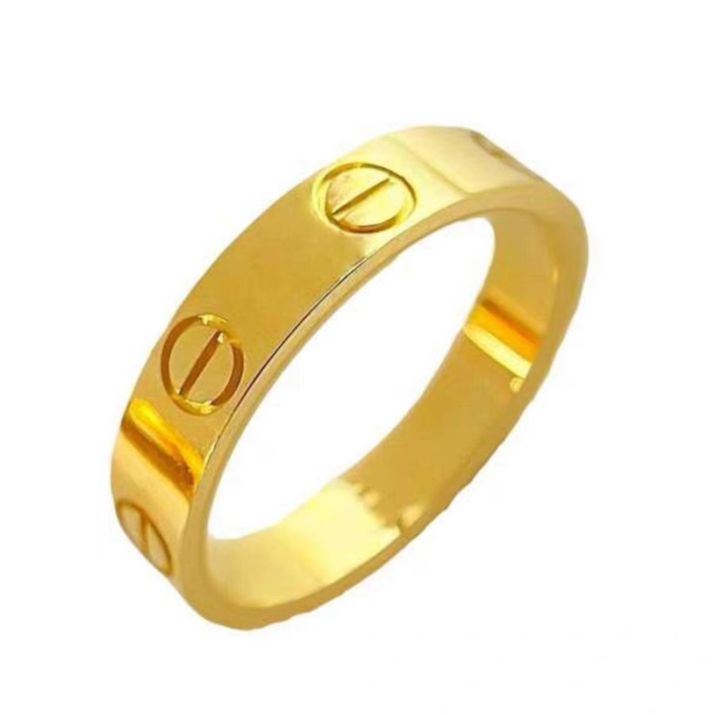 黄金色戒指男女款素圈简约经典轻奢高级感一字4mm5mm指环情侣对戒