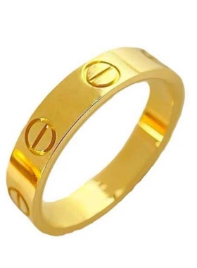 黄金色戒指男女款素圈简约经典轻奢高级感一字4mm5mm指环情侣对戒