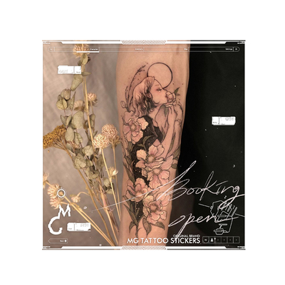 韩风唯美茶花浪漫女神纹身贴纸