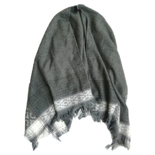 欧美外贸原单女秋冬仿羊绒灰色提花厚围巾毛边保暖大披肩斗篷出口