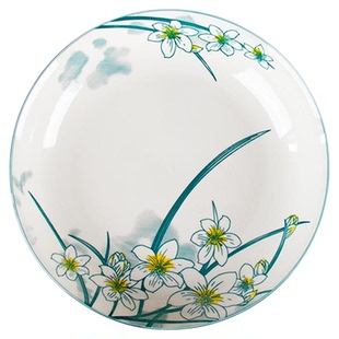 水仙花陶瓷菜盘子家用2026新款餐盘釉下彩饭盘圆形菜碟子中式圆盘