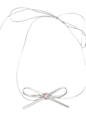 辣妹多巴胺银色蝴蝶结项链