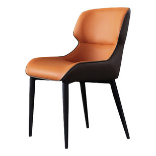 狄奥德州扑克轻奢椅子皮革材质A3碳素钢餐边椅网红酒店家用靠背椅