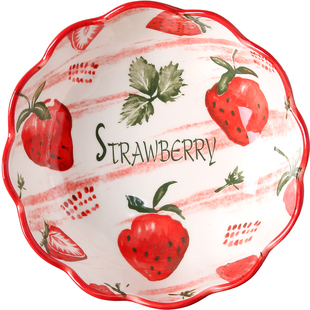 手绘花形碗陶瓷创意家用个性可爱水果碗沙拉碗甜品碗网红同款烤碗