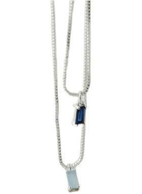 海蓝锆石锁骨链叠戴项链高级感