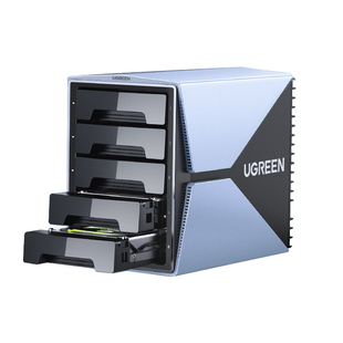 绿联硬盘阵列盒磁盘柜适用NAS扩展存储扩容铝合金多五盘位RAID外接SATA底座笼架读取器