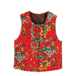 东北大花加绒马甲民族风广场舞网红扭秧歌打鼓年会演出服马夹加厚