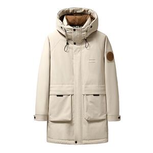 鸭鸭男羽绒服2024冬季新品工装中长款立领连帽外套百搭休闲上衣J