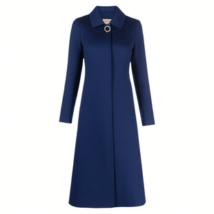 时尚简约长款外套POLO领2025年秋冬气质毛呢外套羊毛大衣新款保暖