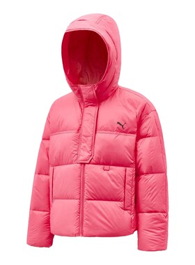 PUMA彪马轻盈前短后长鸭绒连帽羽绒服冬装女面包服外套 528705-92