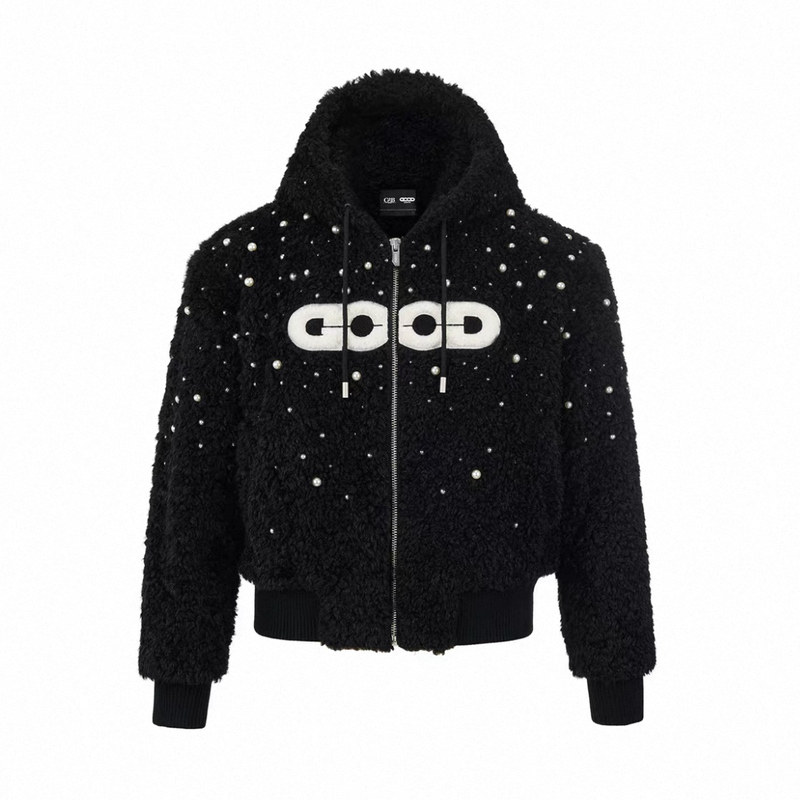 GOODBRAND珍珠羊羔毛连帽卫衣