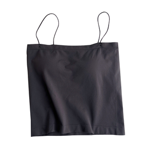 谁穿谁瘦!细带一字领吊带小背心免穿文胸一体夏季带胸垫美背白色