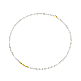 老克勒天然淡水珍珠choker项链古法黄金足金碎金子锁骨链颈链女