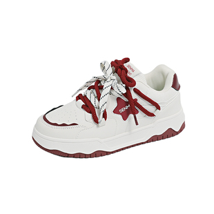 森马休闲板鞋女款春季新款软底真皮时尚百搭初中生个性潮流小白鞋