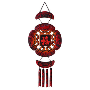 新中式墙壁创意挂件装饰高级感特色挂饰福字墙上饰品木质牡丹壁饰