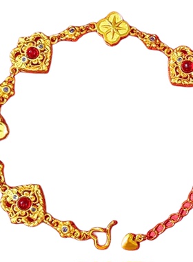 气质百搭心型镀金手链女