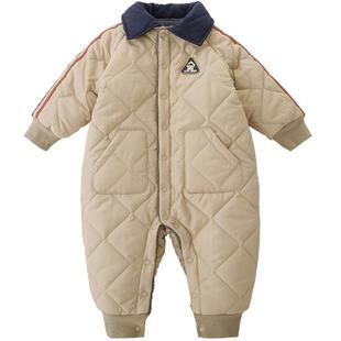 男宝宝冬装棉衣加厚保暖棉袄夹棉连体衣加绒衣服冬季婴幼儿外出服