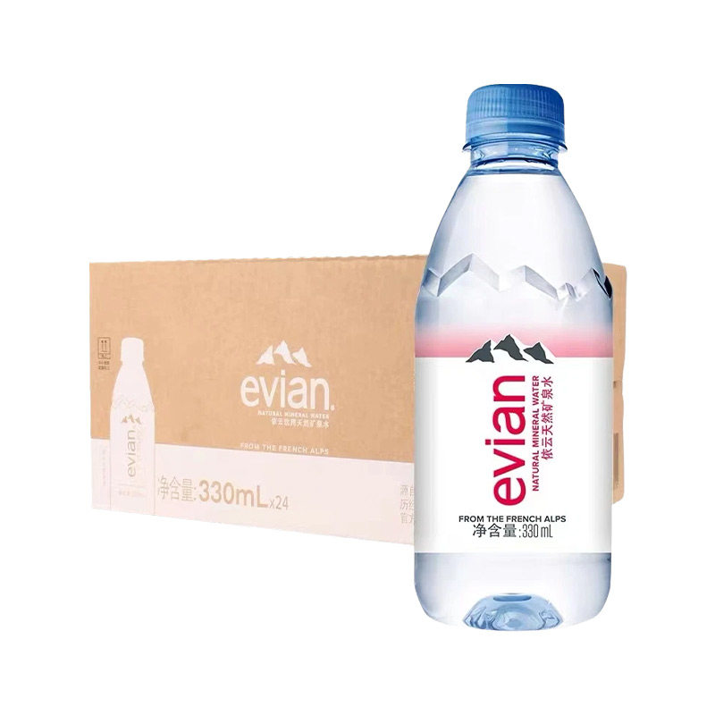 法国evian英文版依云矿泉水500ML*24瓶整箱装天然弱碱性水整箱装