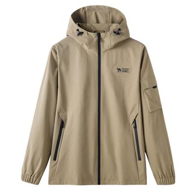 骆驼秋季休闲连帽中性风衣夹克