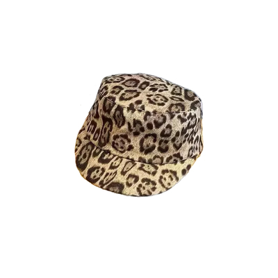 复古老钱风豹纹平顶马术帽女2025新款夏季防晒遮阳帽子骑士报童帽